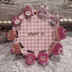 Piper-K Pink Bunny and Cupcake Hair Clips